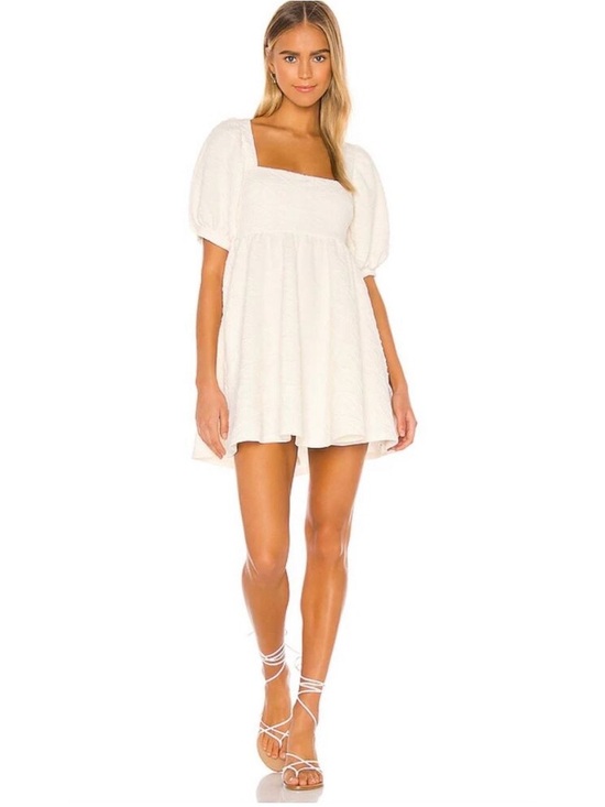 Free People Dresses & Skirts - NWT Free People White Textured Violet  Square-Neck Babydoll Dress